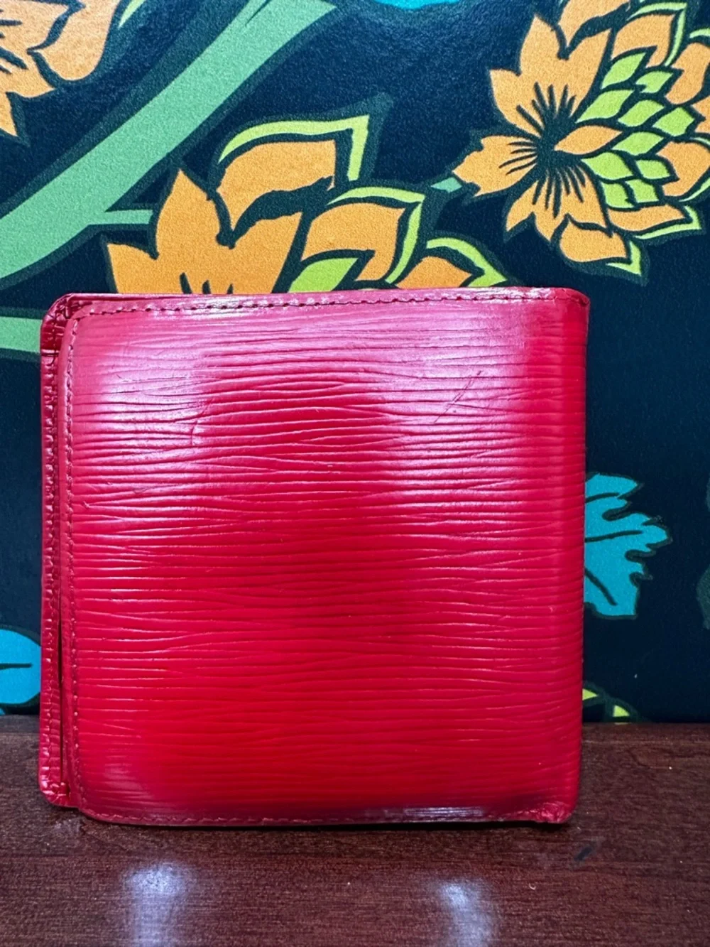 Vintage Louis Vuitton Red Epi Leather Bifold Wallet